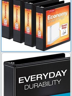 Cardinal Economy 2" Round Ring Binder - Black (4-Pack)